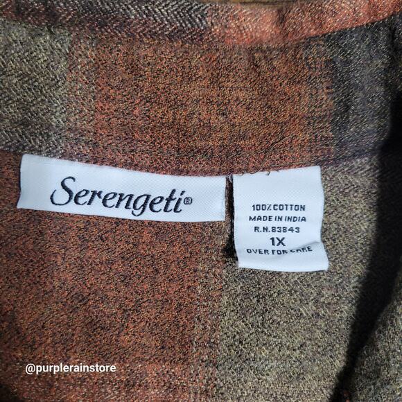 Vtg Serengeti Fall Plaid Tunic Top Size 1X Country Boho Western Fall Photo's - Picture 3 of 9